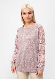 Джемпер с круглым вырезом и ажурными рукавами