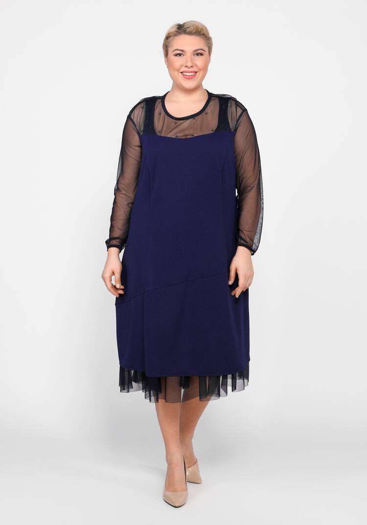 Платье прямого кроя с декоративной сеткой шир.  750, рис. 7