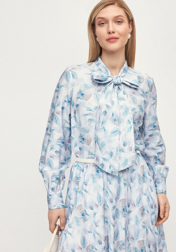 Блуза с бантом по вороту Эмма шир.  580, рис. 6