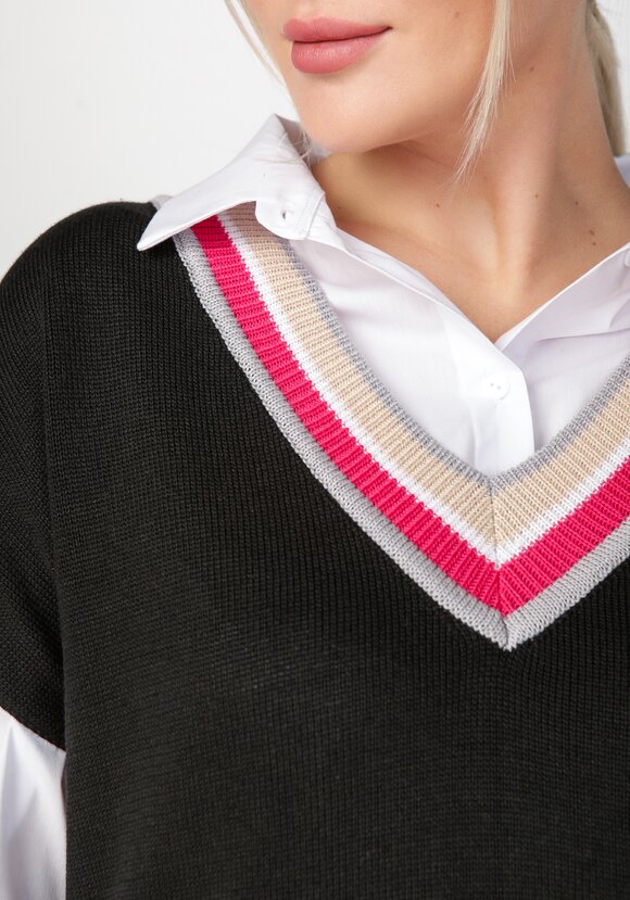 Жилет женский с яркими полосами по V вырезу шир.  580, рис. 6