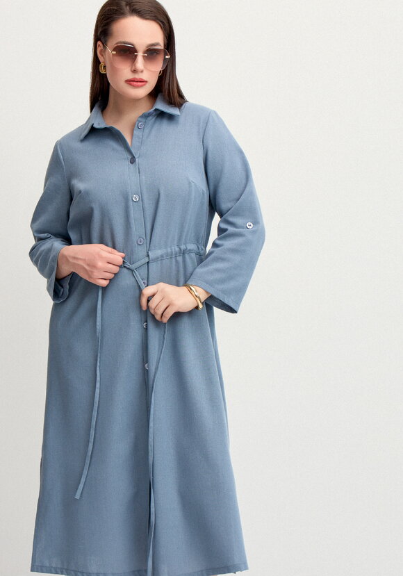 Платье-рубашка изо льна шир.  580, рис. 33