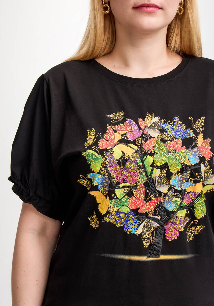 Блуза с ярким принтом и коротким рукавом шир.  750, рис. 28