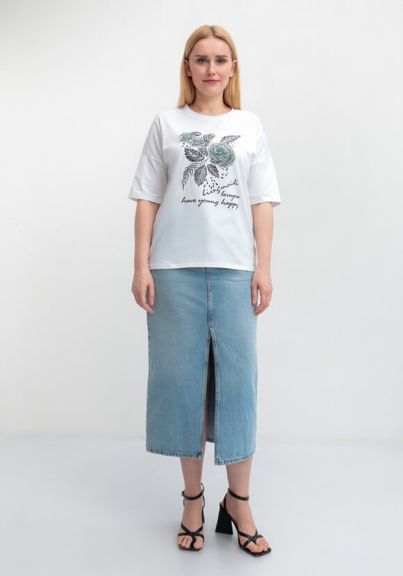 Футболка с принтом Зеленый цветок шир.  580, рис. 19