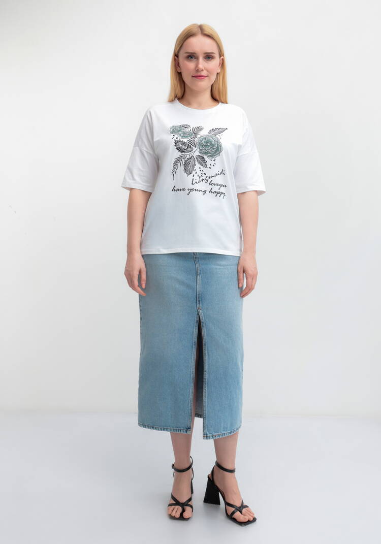 Футболка с принтом Зеленый цветок шир.  750, рис. 19