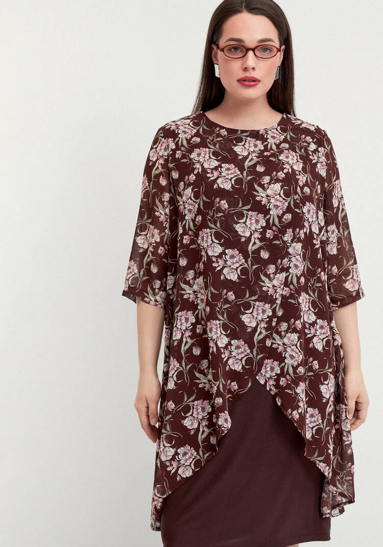 Платье в цветочный принт с шифоном шир.  750, рис. 12