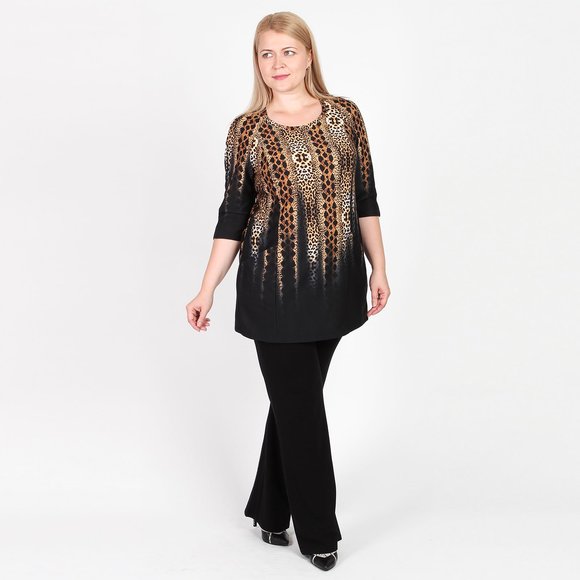 Туника с карманами и ярким принтом шир.  580, рис. 9