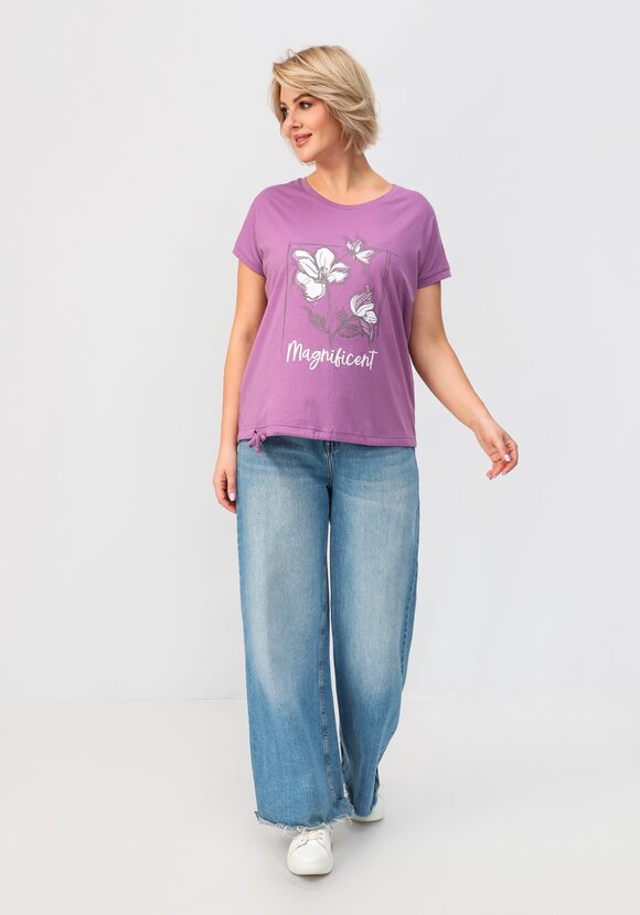 Блуза с цветочным принтом и кулиской по низу шир.  580, рис. 9