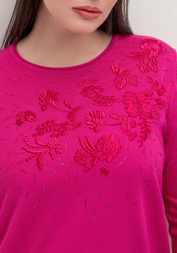 Джемпер с цветочной вышивкой и стразами шир.  580, рис. 27