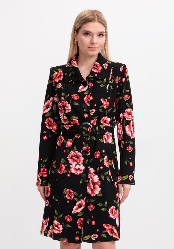 Платье на поясе с ярким принтом шир.  580, рис. 4