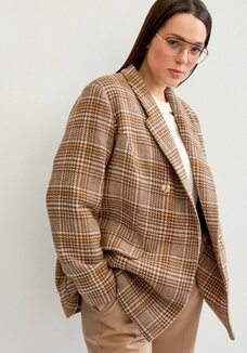 Пиджак двубортный с принтом в клетку