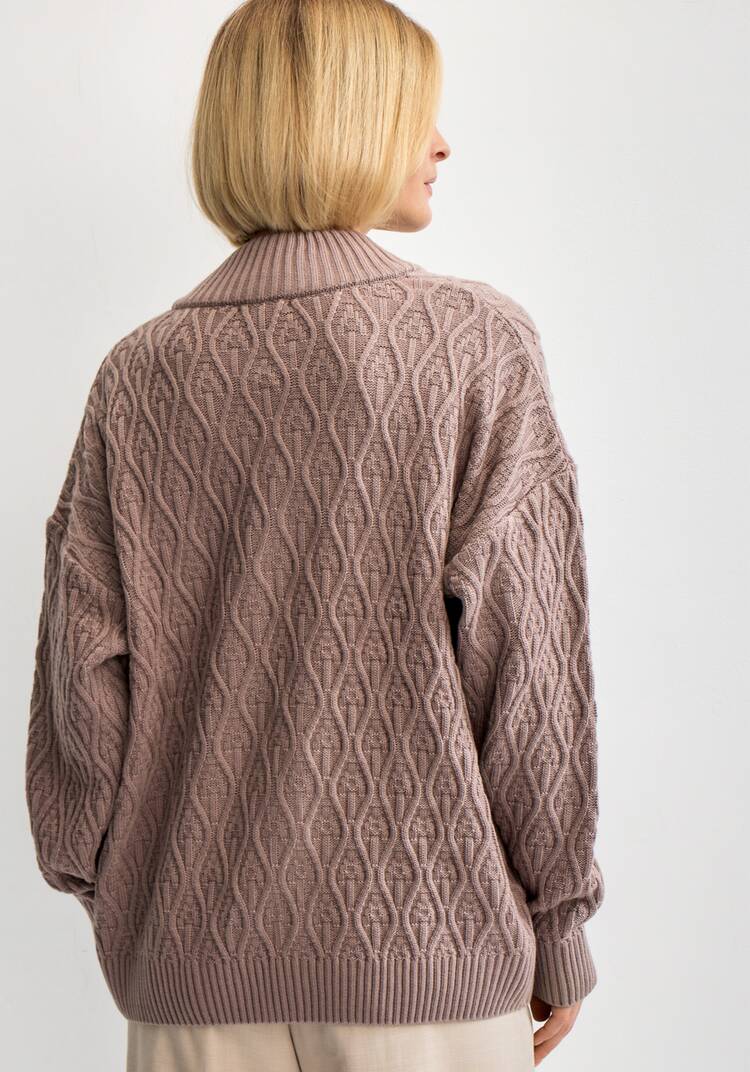 Кардиган на молнии с вязкой в виде ромбов шир.  750, рис. 22