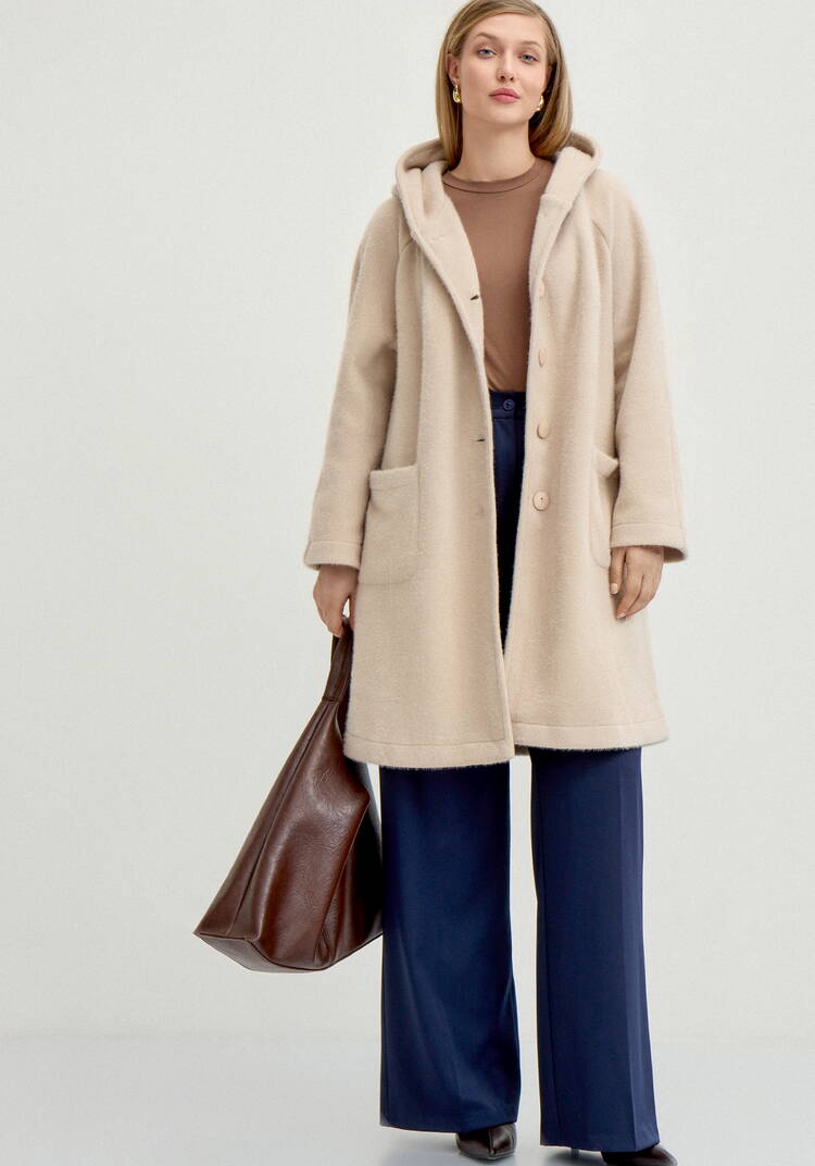 Жакет пушистый с капюшоном на пуговицах шир.  750, рис. 9