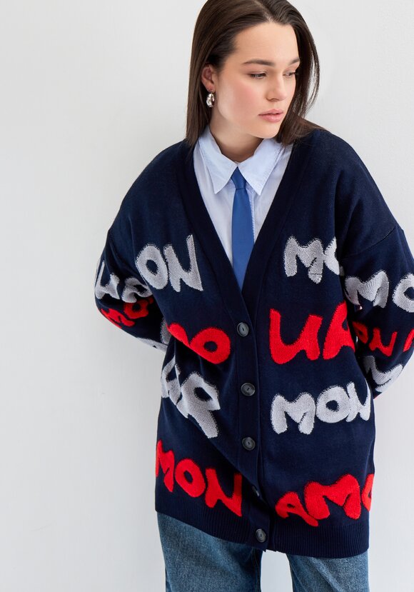 Кардиган с объемным леттерингом шир.  580, рис. 12