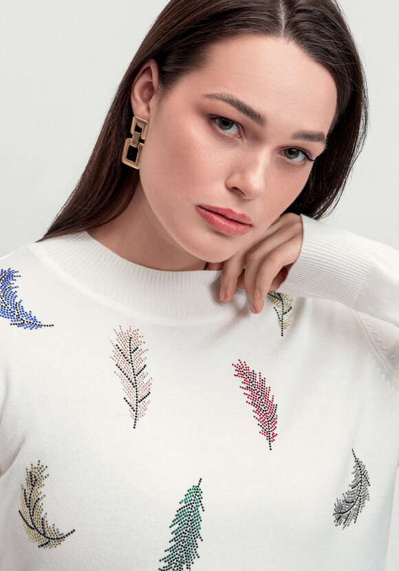 Джемпер с принтом в виде перьев шир.  580, рис. 5