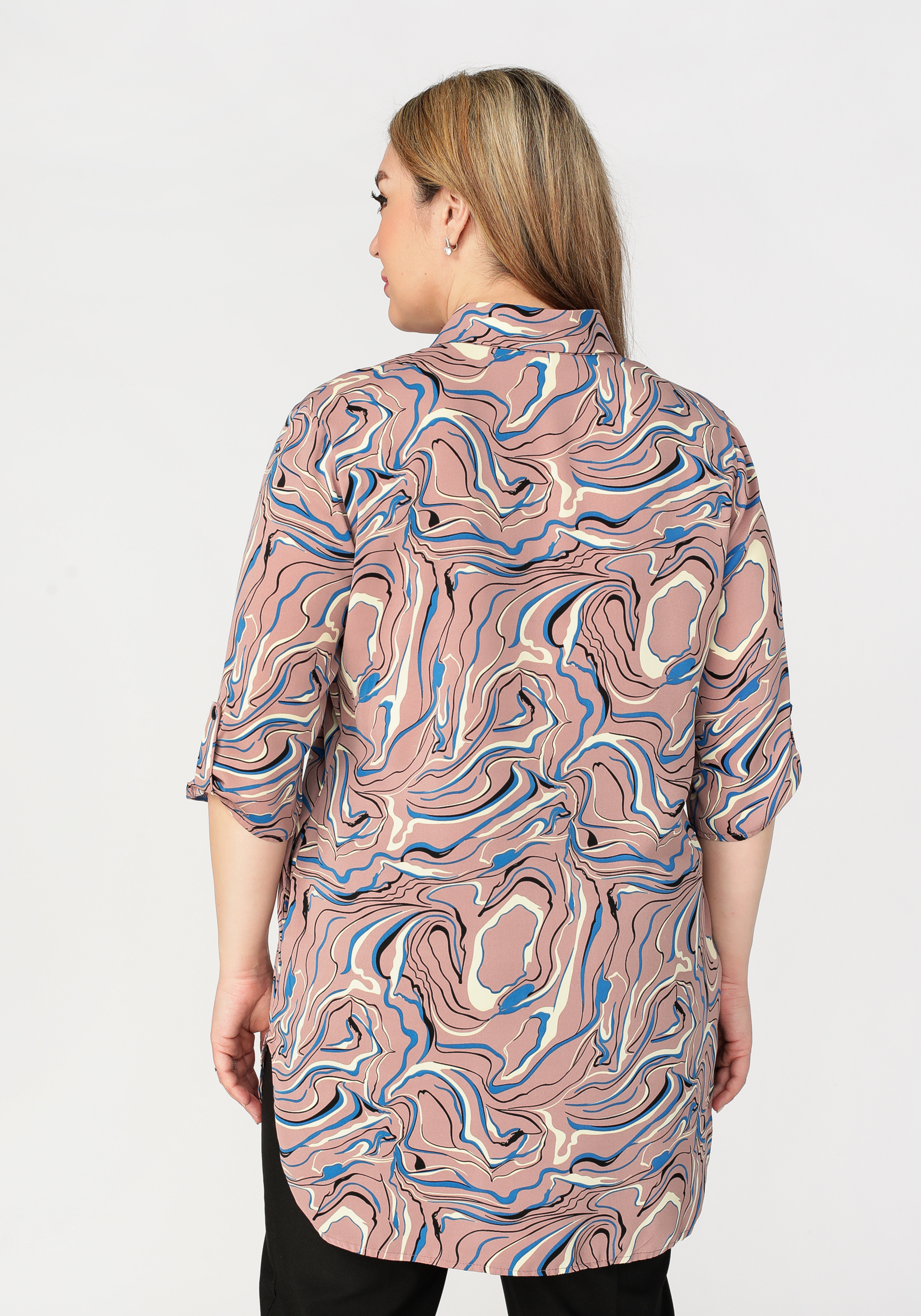 Блуза на пуговицах с принтом "Оливия", размер 56, цвет бежевый - фото 4