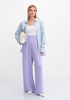 Брюки палаццо с поясом на резинке