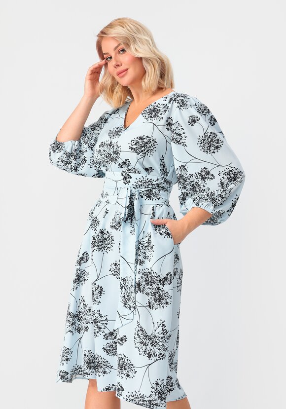 Платье с цветочным принтом с рукавом фонарик шир.  580, рис. 2