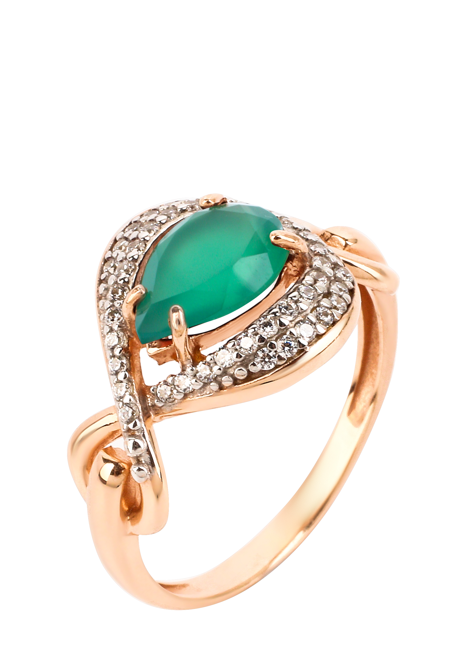 

Серебряное кольцо, "Рошель", Зеленый