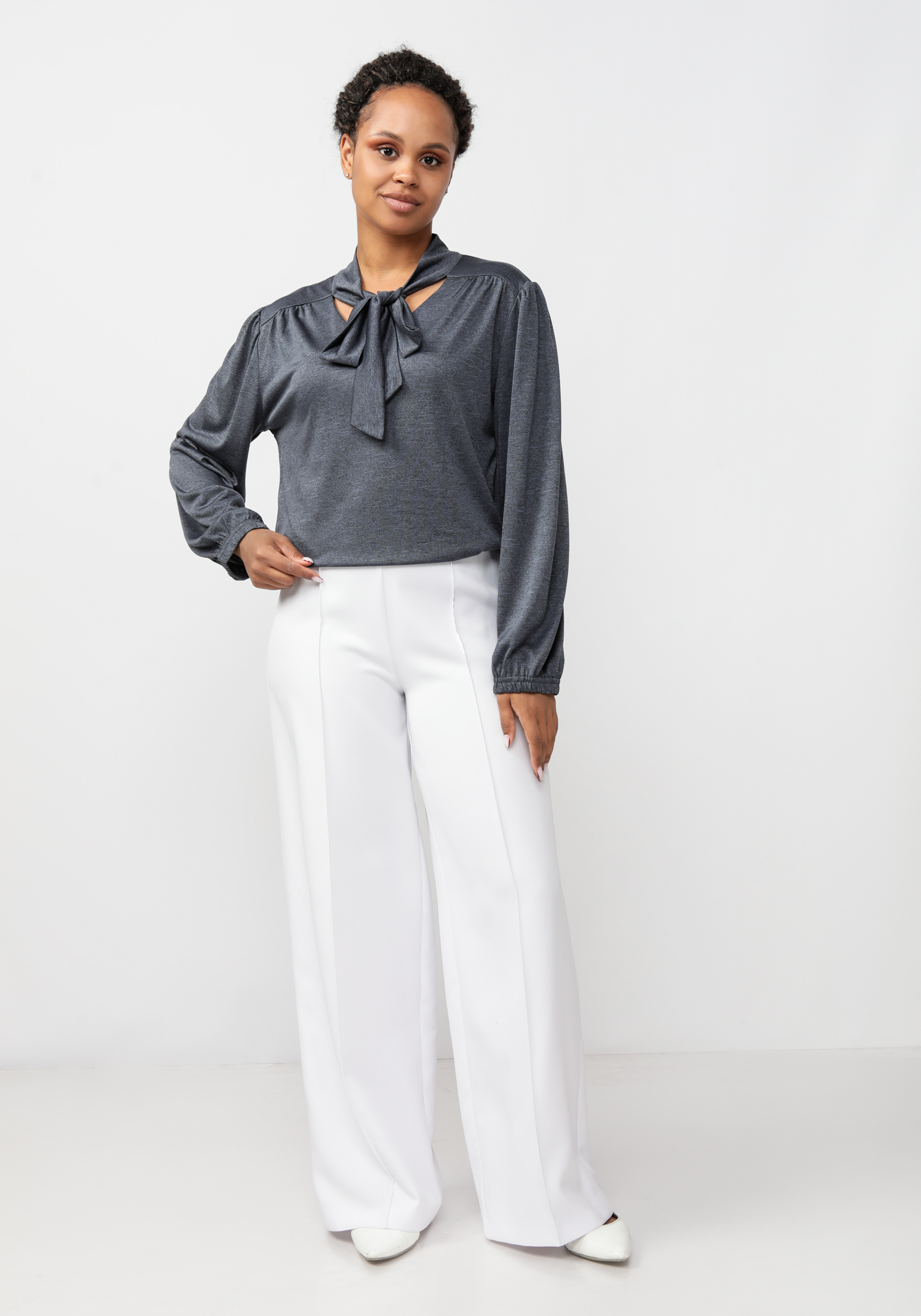Блуза "Котена" Синель, цвет серый, размер 56 - фото 2