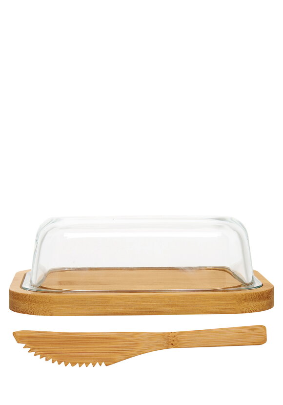 Маслёнка стеклянная на бамбуковой подставке шир.  580, рис. 1