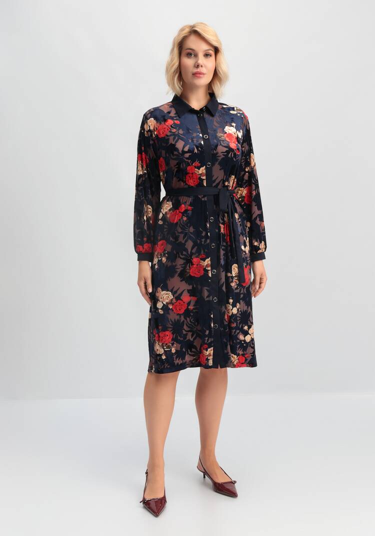 Платье-рубашка с цветочным рисунком шир.  750, рис. 14