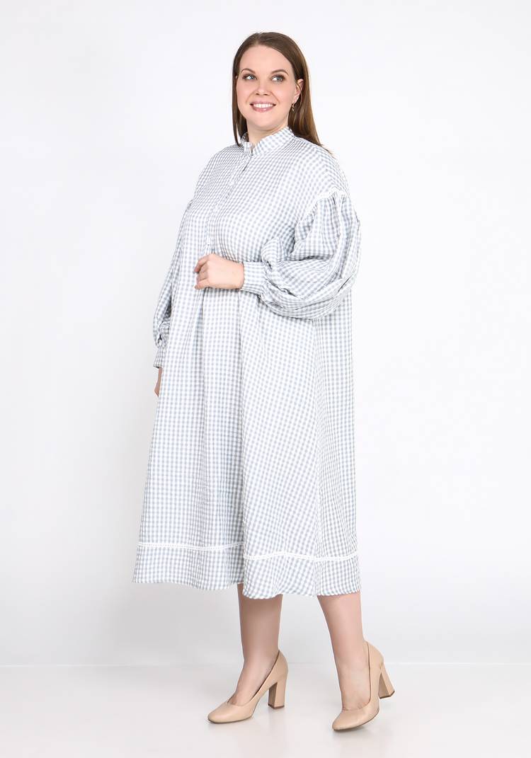 Платье в клетку с рукавами буфами шир.  750, рис. 7