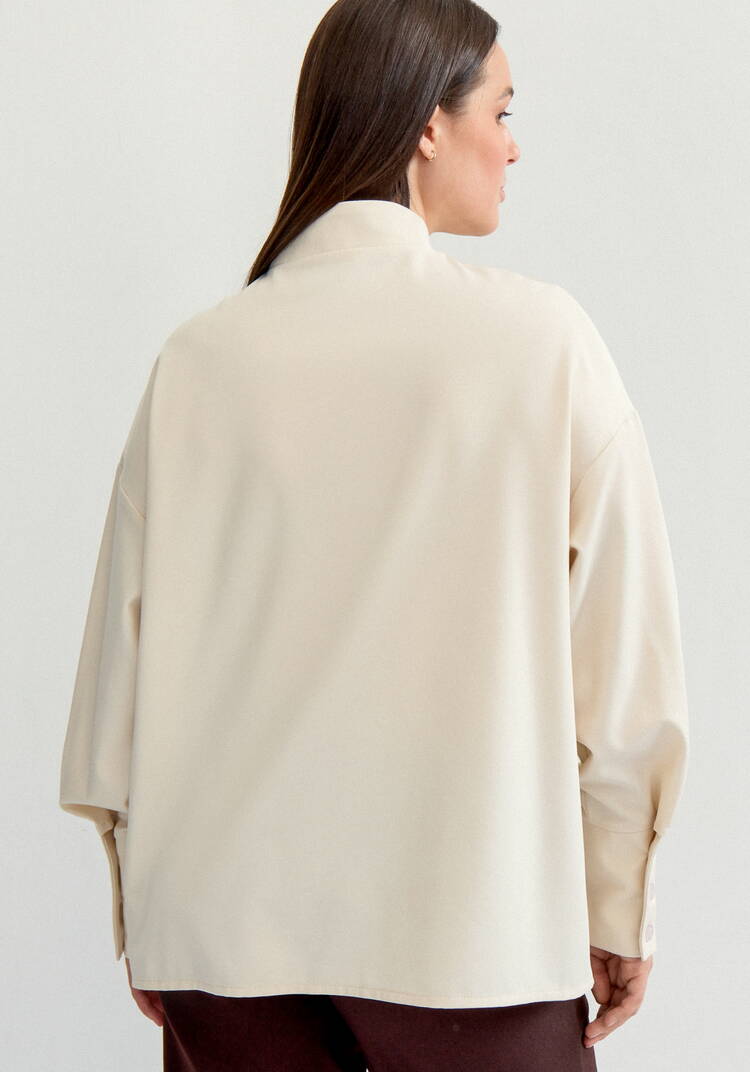 Блуза комбинированная с воротником-стойкой шир.  750, рис. 3