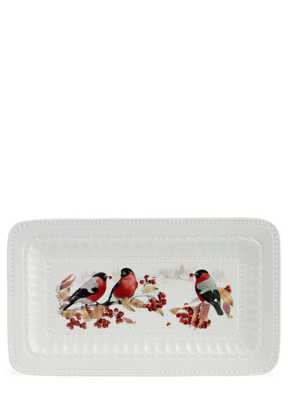 Блюдо фарфоровое прямоугольное Снегири шир.  580, рис. 2