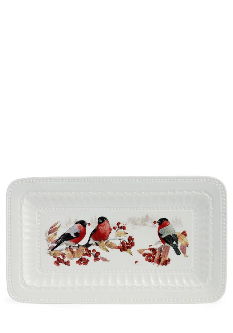 Блюдо фарфоровое прямоугольное Снегири шир.  750, рис. 2