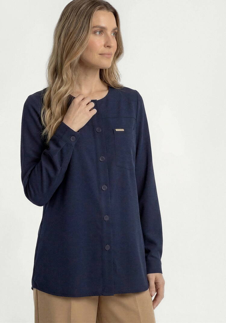 Рубашка на пуговицах из льна шир.  750, рис. 8