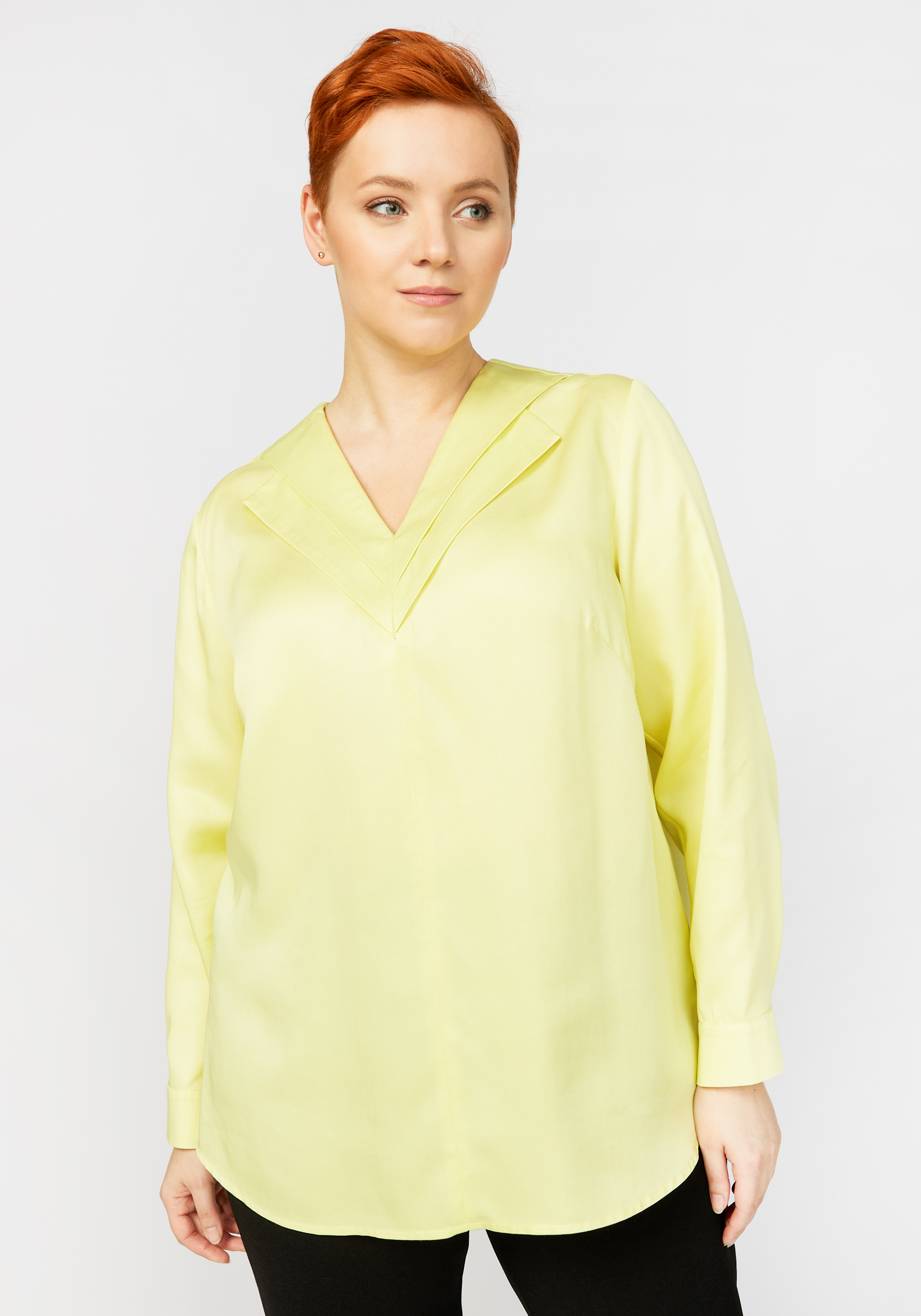 Блуза с оригинальной отделкой по горловине G.Grosso, цвет белый, размер 52-54 - фото 2