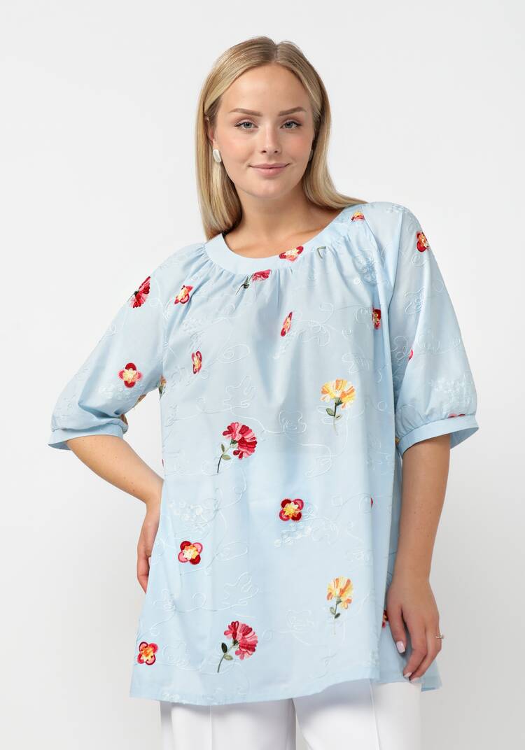 Блуза свободного кроя с цветочной вышивкой шир.  750, рис. 22