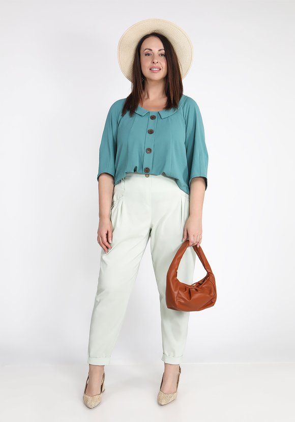 Брюки бананы однотонные с карманами шир.  580, рис. 3