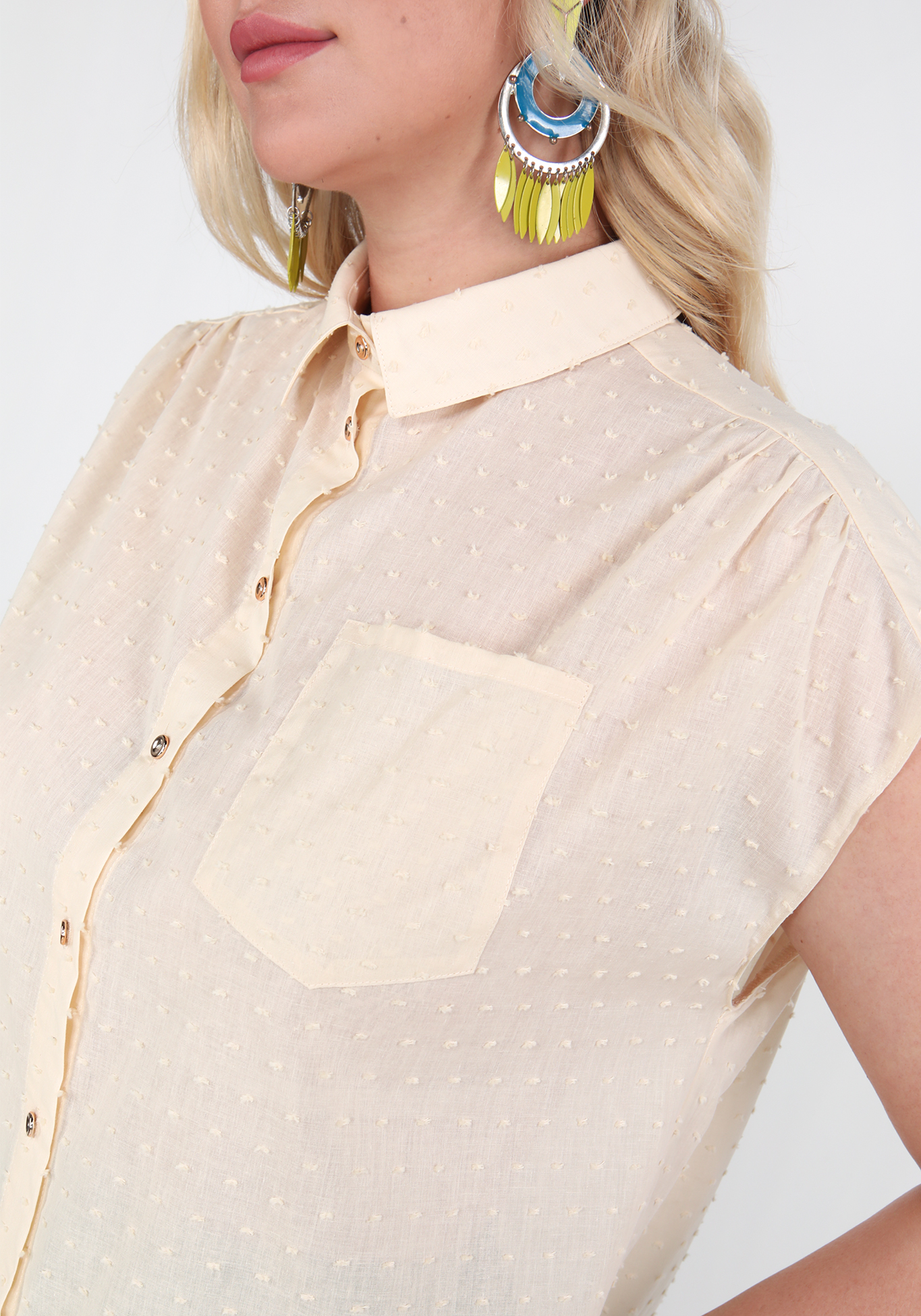 Блуза с цельнокроеным рукавом Julia Weber, размер 48, цвет бежевый - фото 5