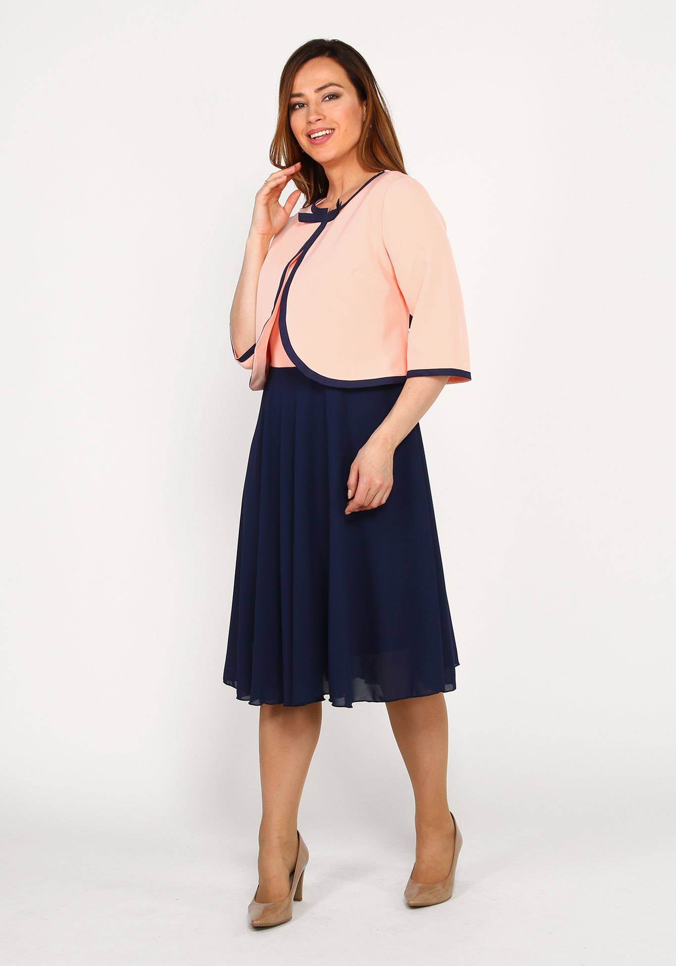 Комплект: платье и болеро Bel Fiore, размер 56, цвет бежевый - фото 4