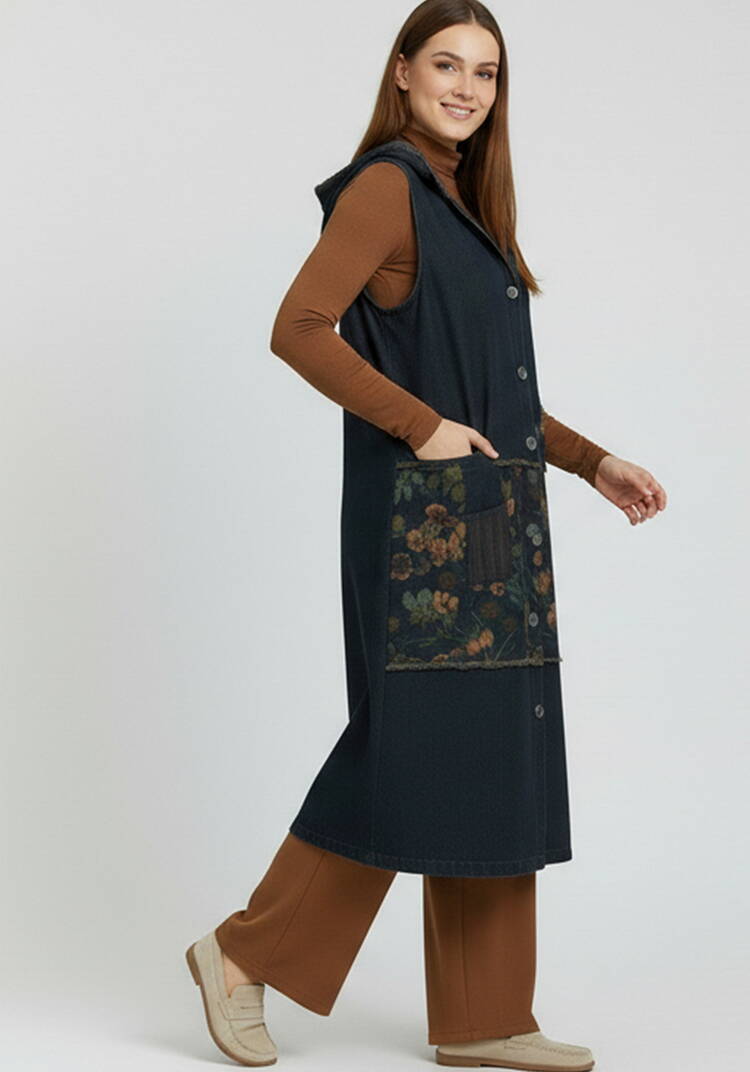 Джинсовый сарафан с капюшоном шир.  750, рис. 1