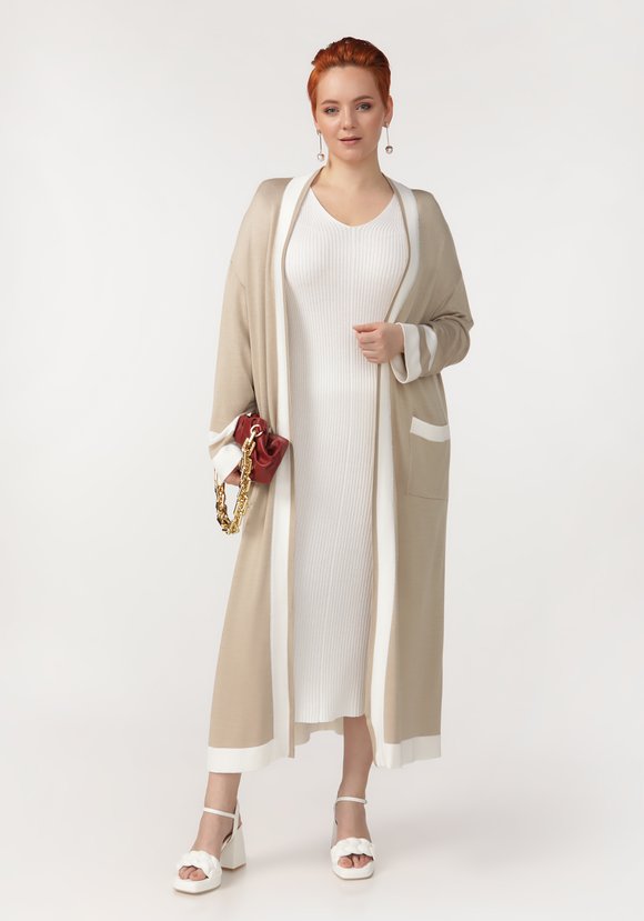 Кардиган с карманами и поясом в комплекте шир.  580, рис. 3