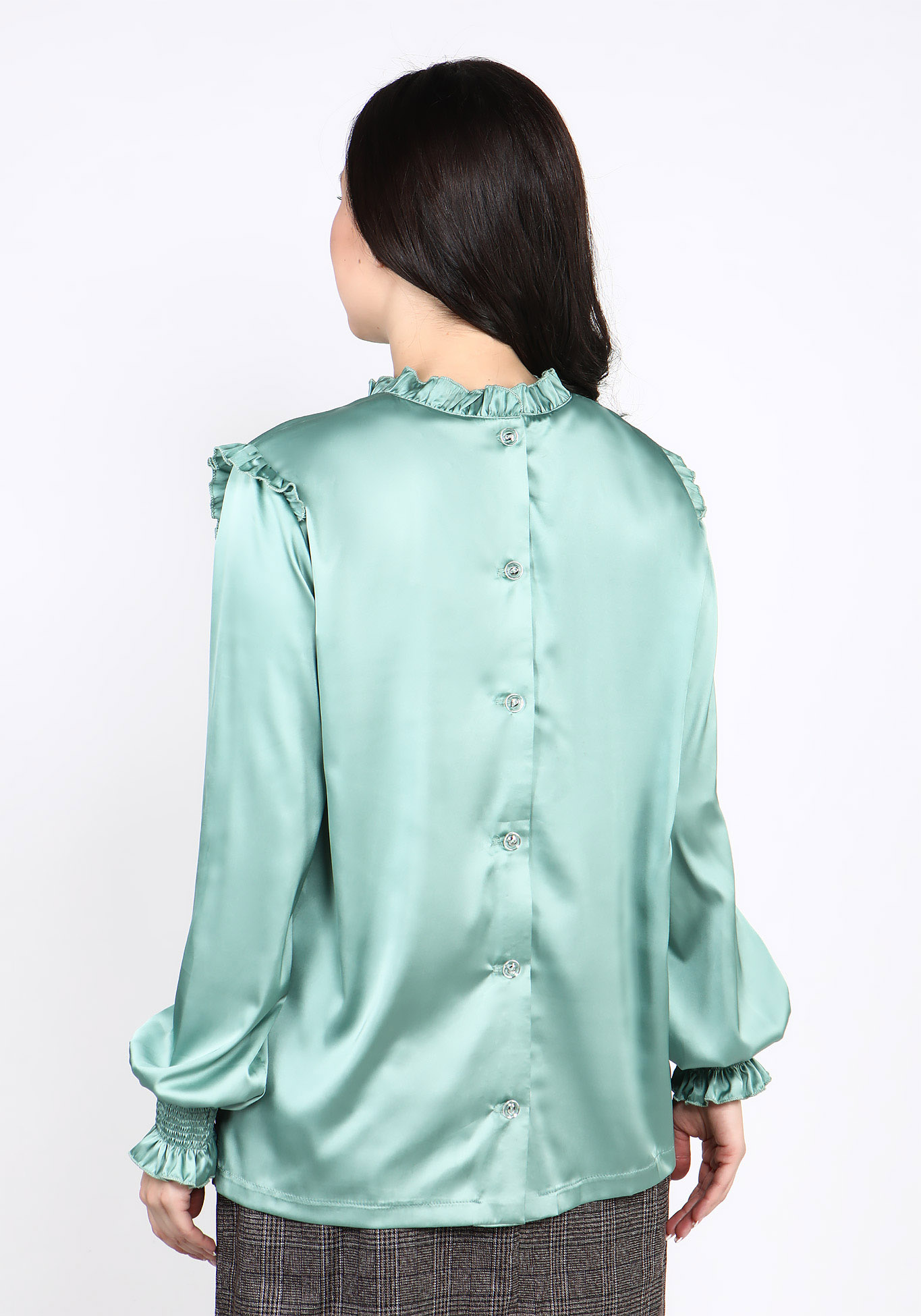 Блуза атласная с застежкой сзади "Иден" Julia Weber, размер 52, цвет пудровый - фото 4