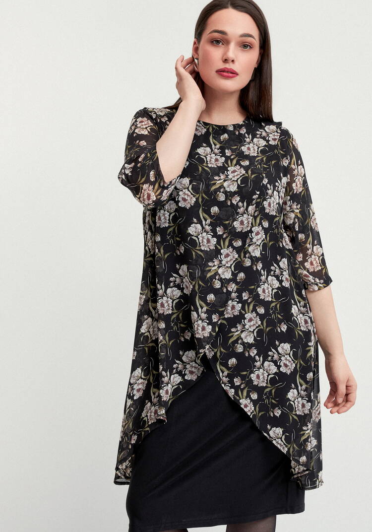 Платье в цветочный принт с шифоном шир.  750, рис. 8