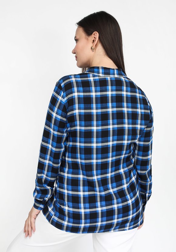 Блуза-рубашка прямого кроя в клетку шир.  580, рис. 3