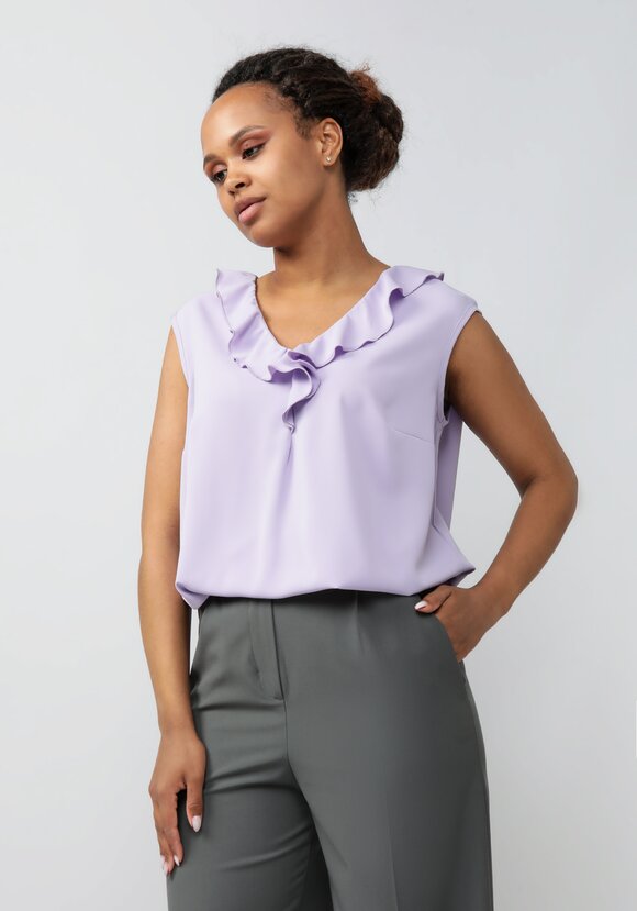 Блуза с коротким рукавом и рюшей шир.  580, рис. 11