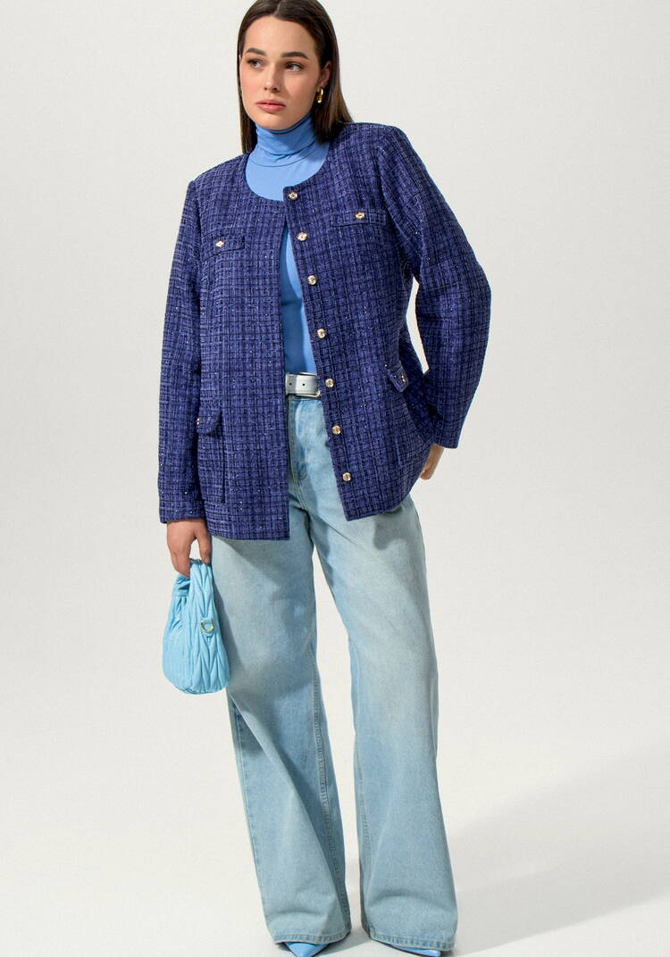 Жакет однобортный из твида шир.  750, рис. 12