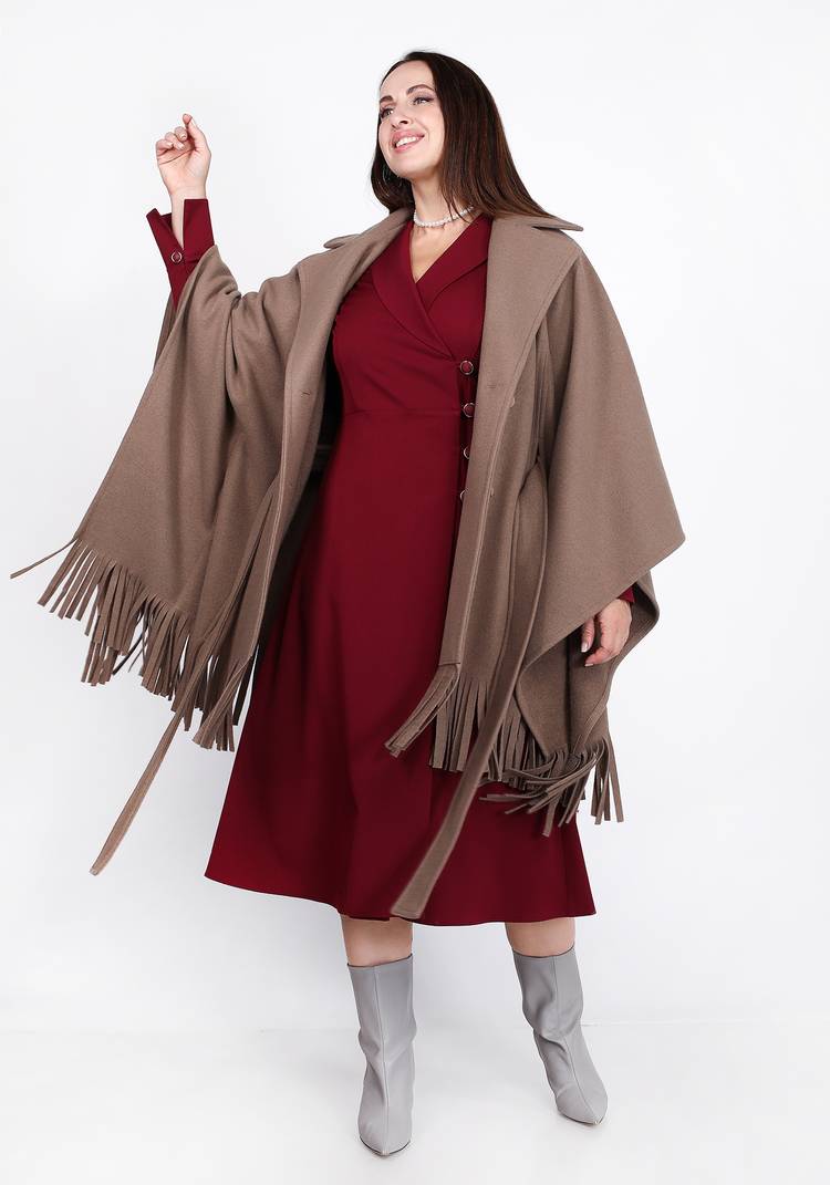 Пальто-пончо с бахромой шир.  750, рис. 8