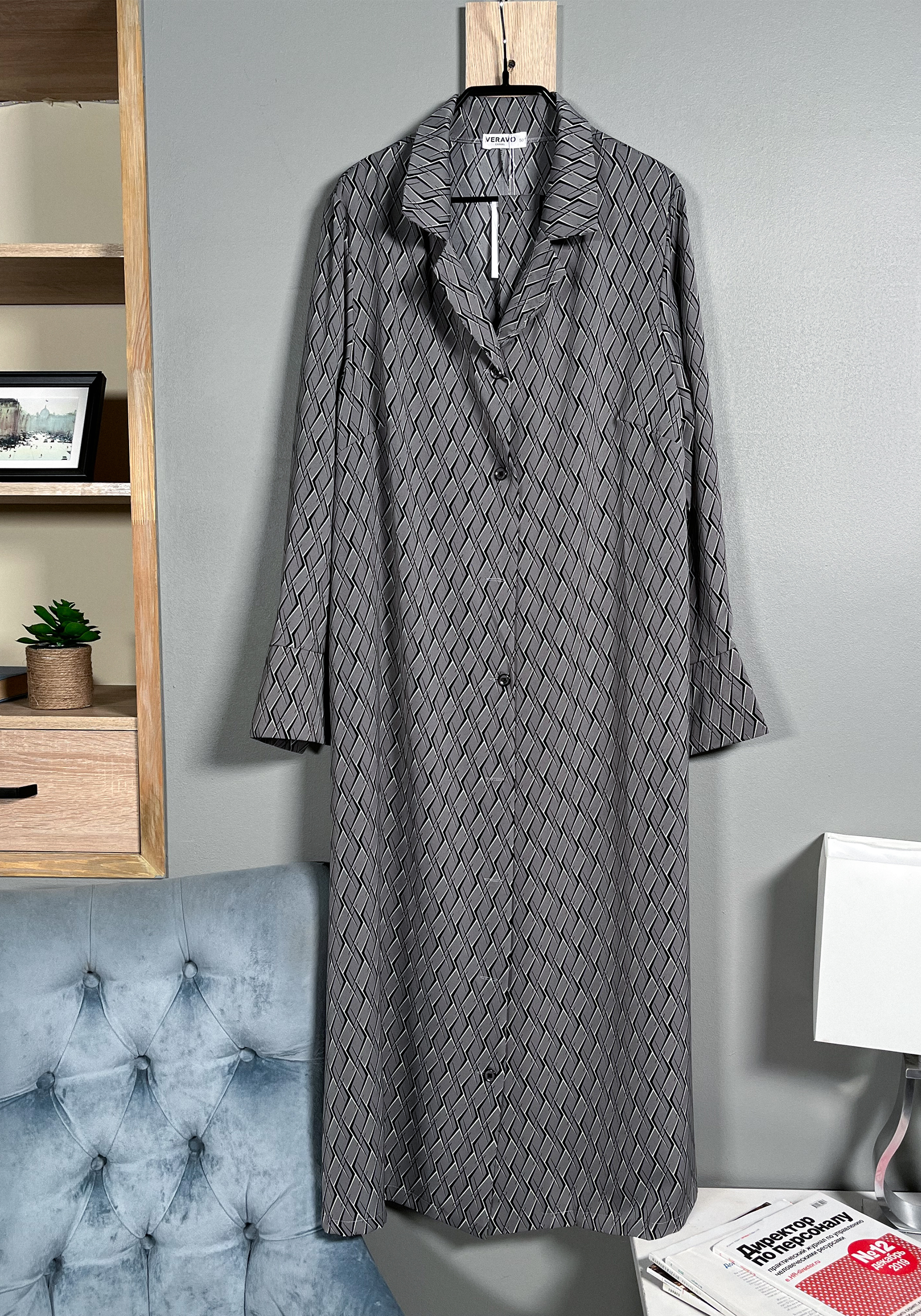 

Платье рубашка с отложным воротником Resale, Серый