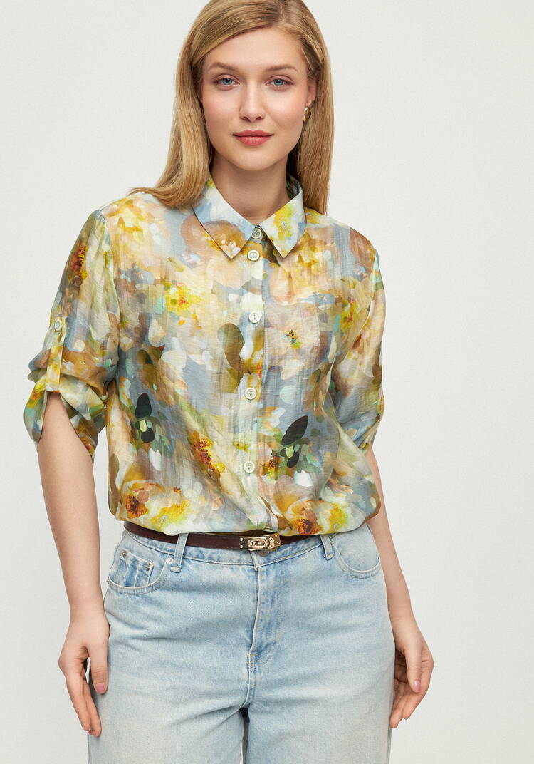 Блуза изо льна Цветочная соната шир.  750, рис. 16