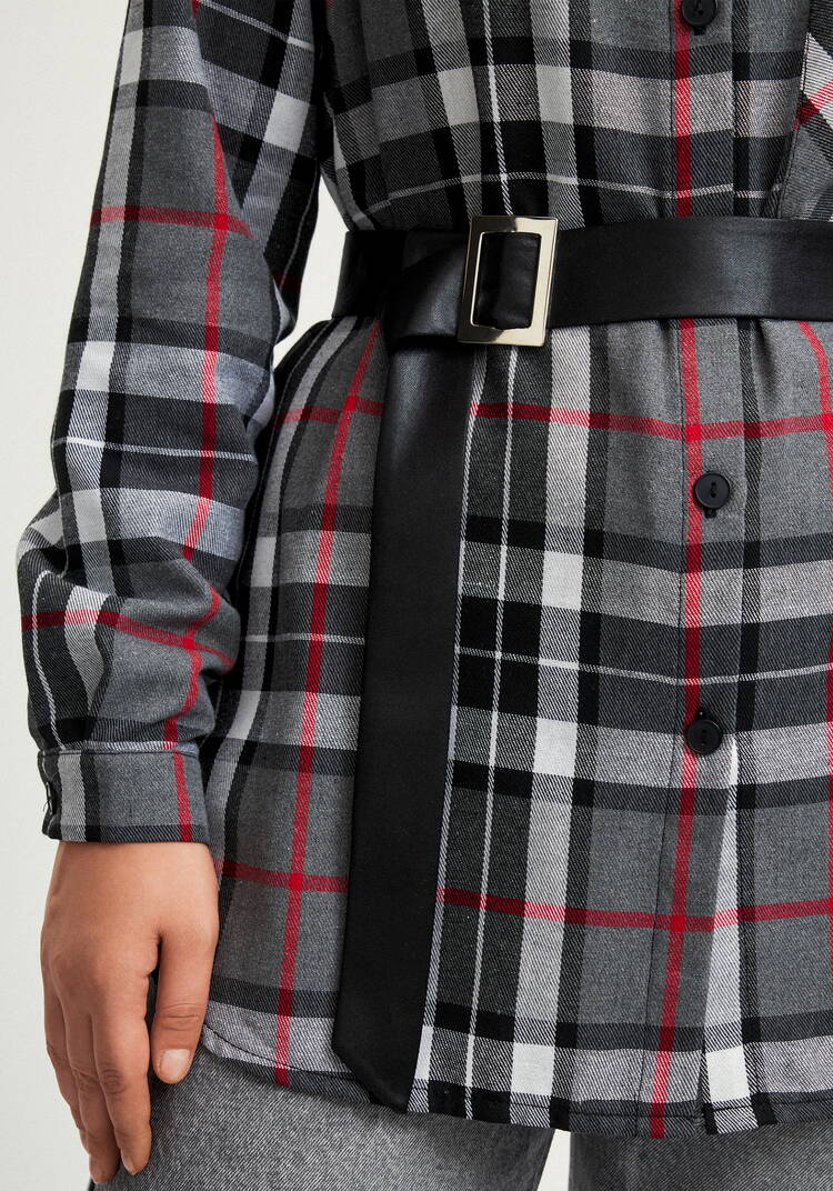 Рубашка в клетку с поясом шир.  750, рис. 7