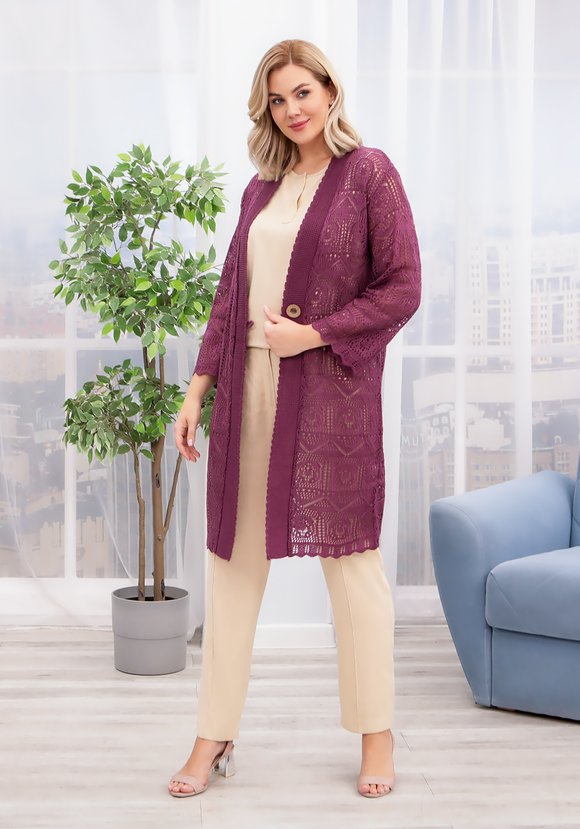 Кардиган Ажурное мгновение шир.  580, рис. 26