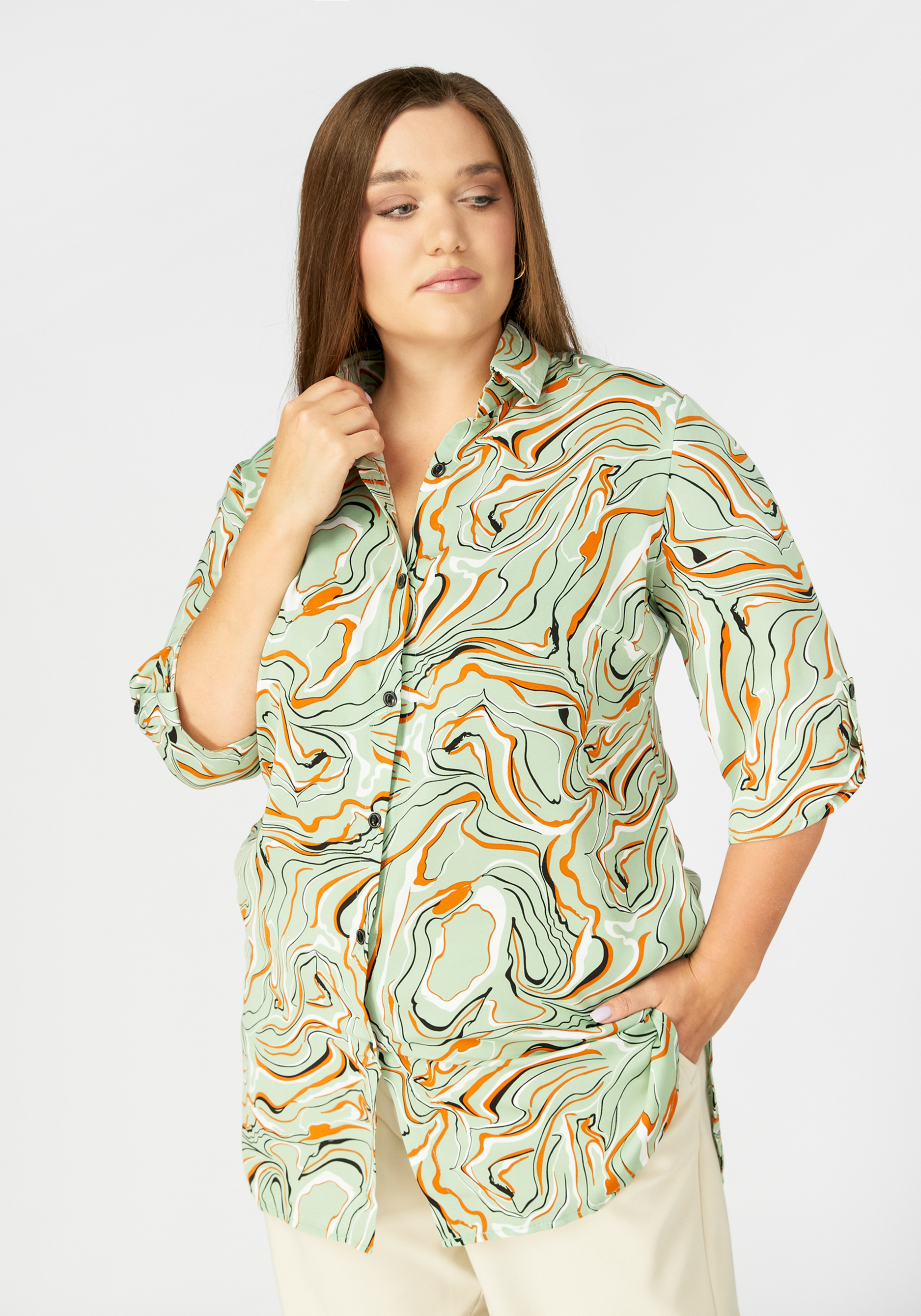 Блуза с принтом "Ирина" Unit, цвет зеленый, размер 52 - фото 9