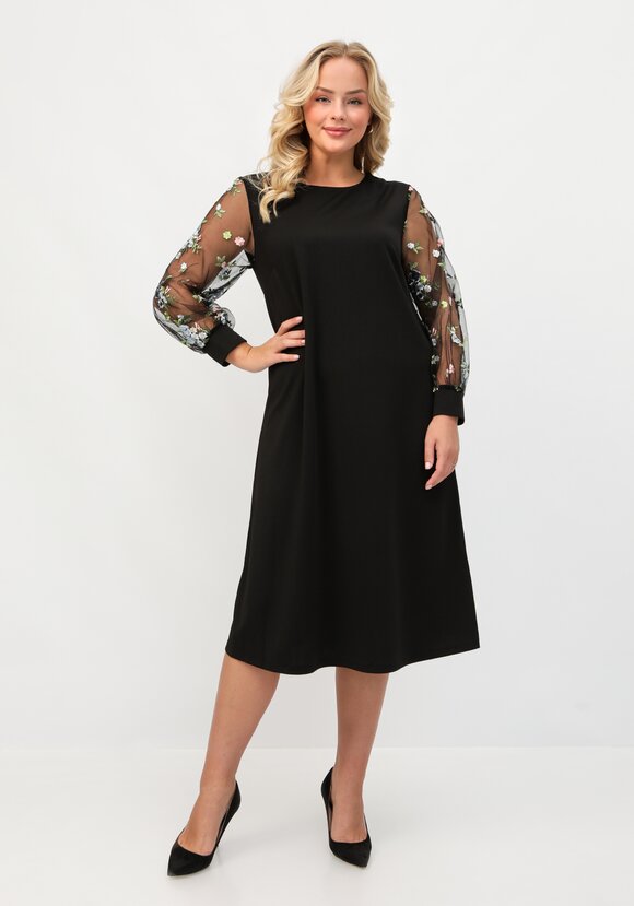 Платье свободного кроя с объемным рукавом шир.  580, рис. 1