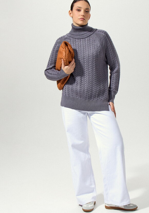 Свитер вязаный с косами и высоким горлом шир.  580, рис. 8